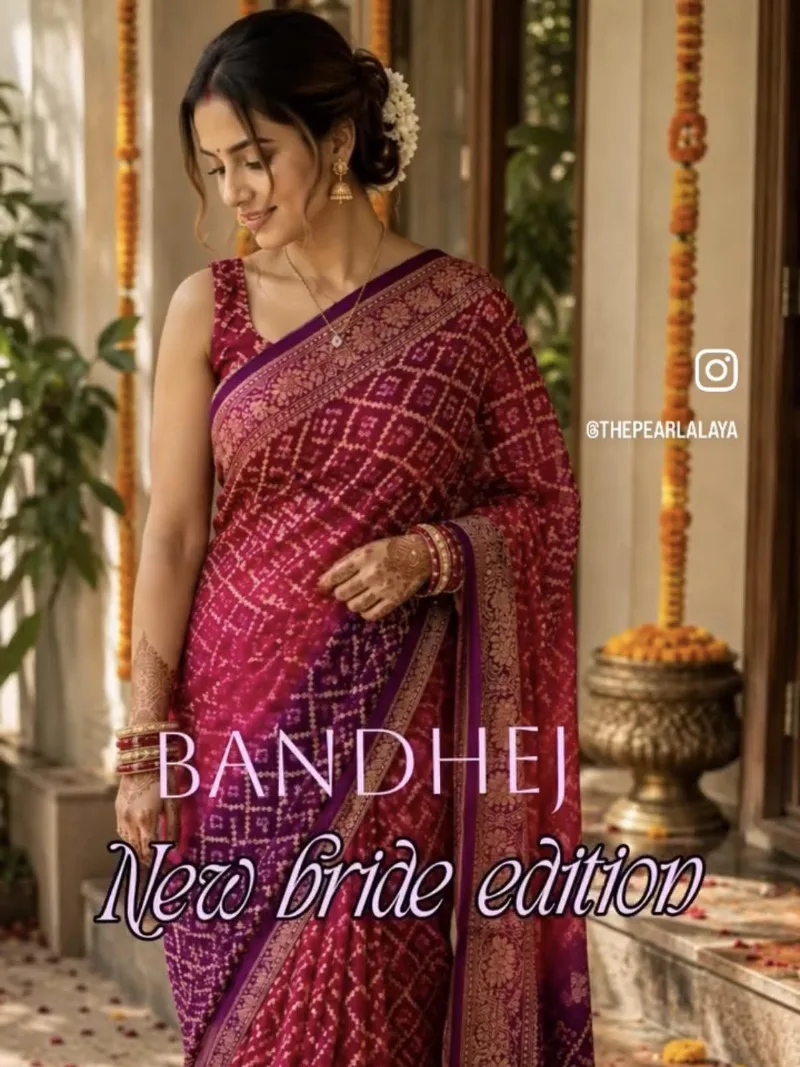 Pure Khadi Georgette Bandhani Saree — Pure Khadi Georgette