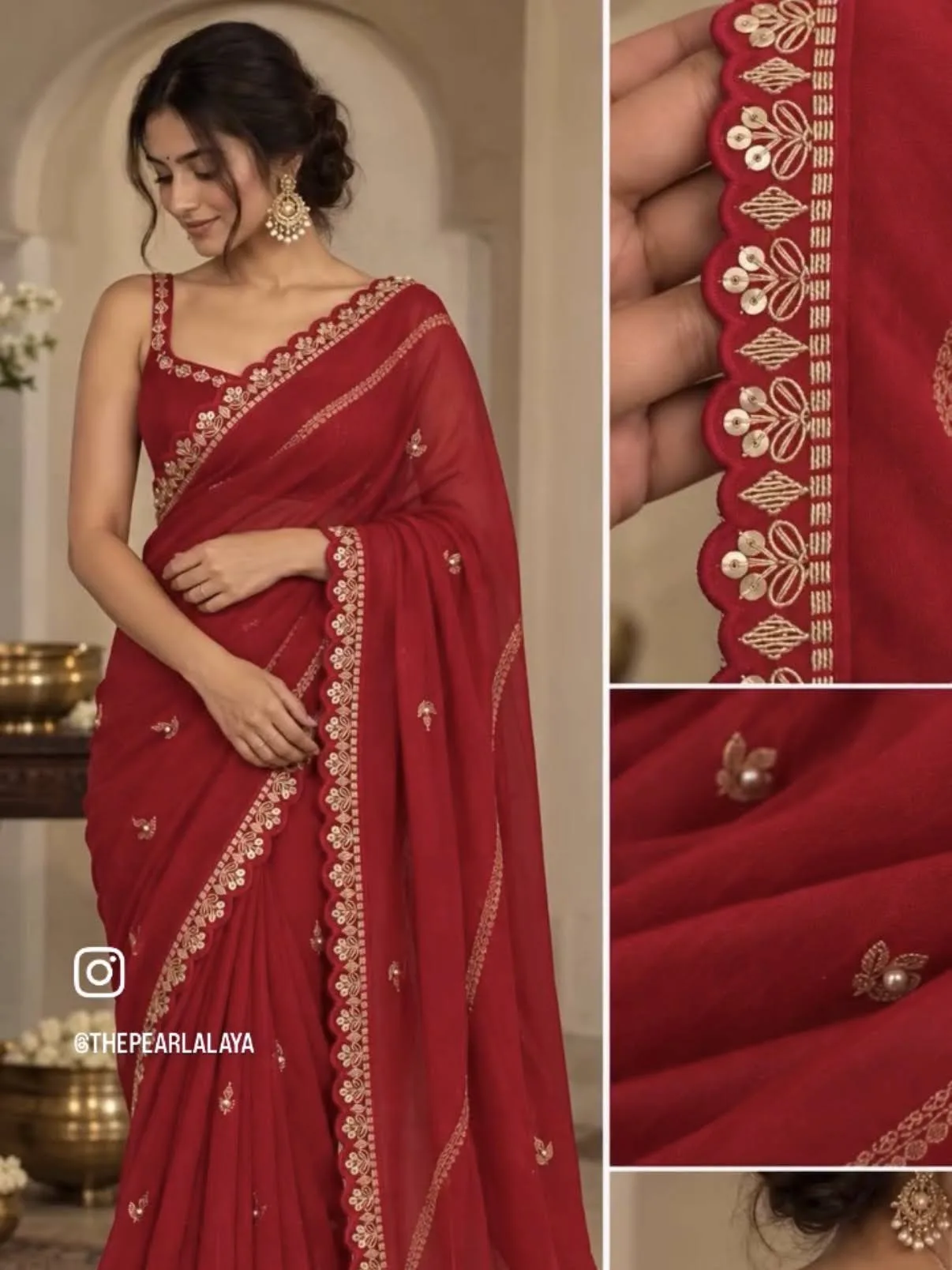 Chinia Silk Deep Maroon Saree