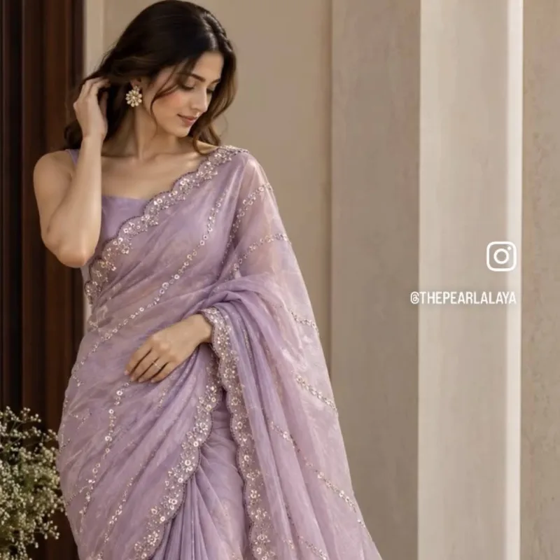 Lavender Glass Tissue Saree — Glass Tissue